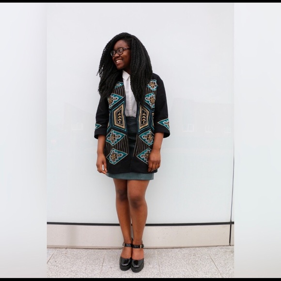 H&M Uniquely Embellished Tribal Embroidered Blazer - Picture 7 of 16